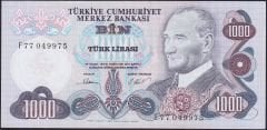 6.Emisyon 3.Tertip 1000 Lira F77 049975 Çilaltı