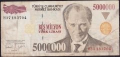 7.Emisyon 5 000 000 Lira H37 183704 Temiz