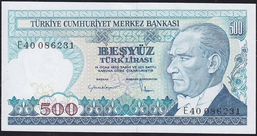7.Emisyon 2.Tertip 500 Lira E40 086231 Çilaltı Çil