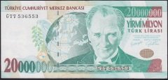 7.EMİSYON 20 000 000 LİRA G77 536553 ÇÇT +