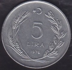 1976 YILI 5 LİRA ÇÇT ( NOKTALI )
