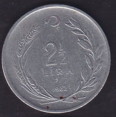 1962 Yılı 2.5 Lira Düz