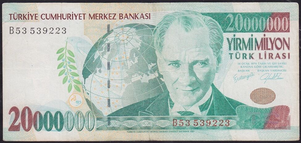 7.Emisyon 20.000.000 Lira B53 539223 Çok Temiz+