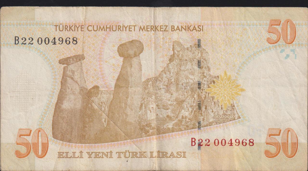 8.Emisyon 50 YTL B22 004968 Çok Temiz