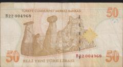 8.Emisyon 50 YTL B22 004968 Çok Temiz