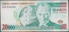 7.Emisyon 20 000 000 Lira C87 150258 Çok Temiz