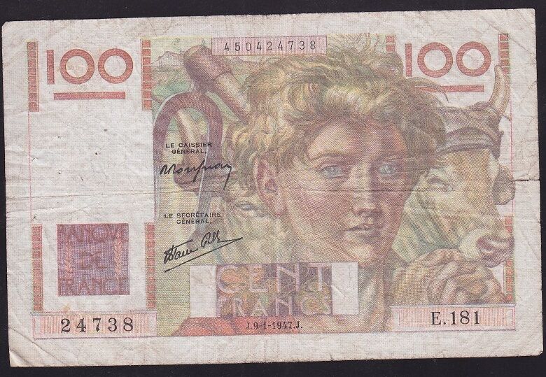 Fransa 100 Frank 1947 Temiz