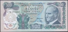 6.Emisyon 2.Tertip 500 Lira L79 272992 Çilaltı ( Tedavül katı yoktur )