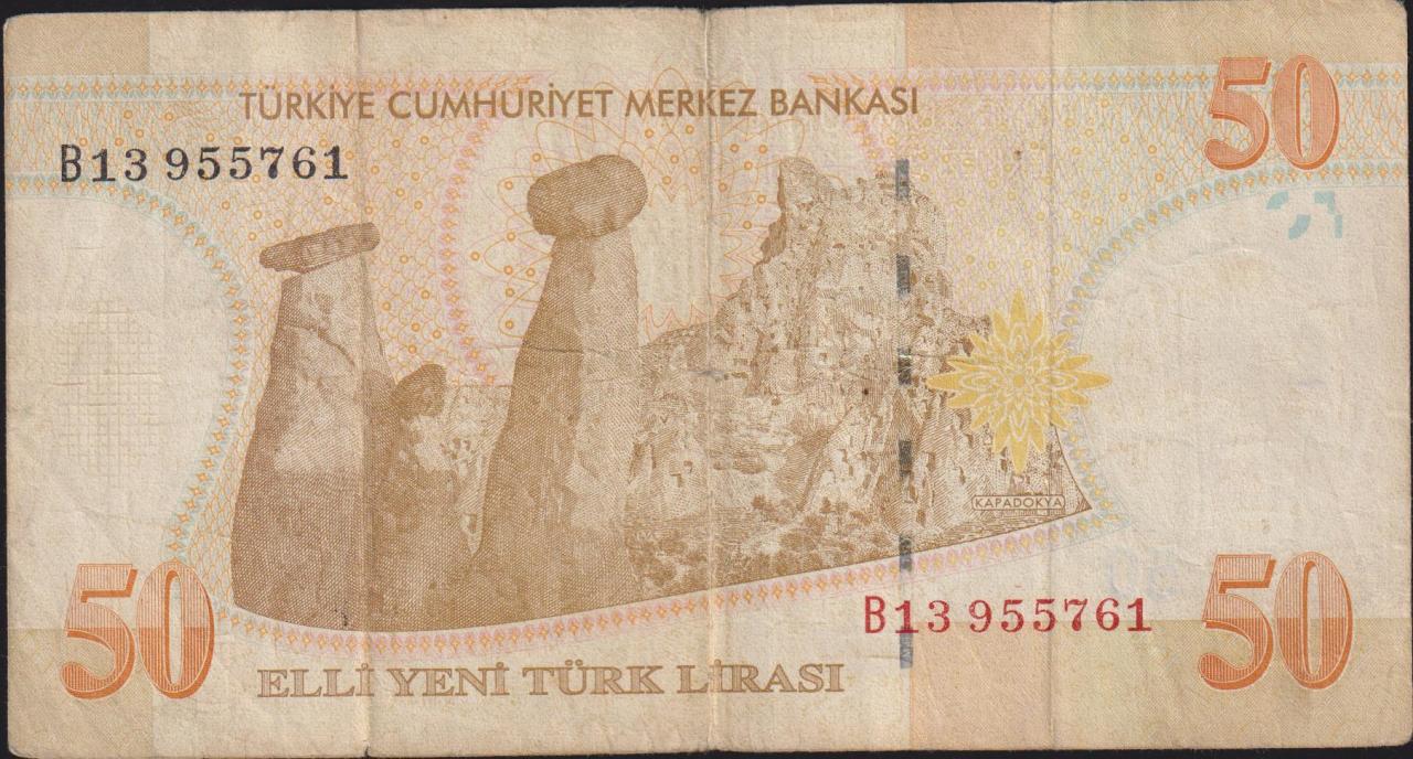 8.Emisyon 50 YTL B13 955761 Temiz