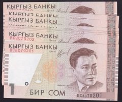 KIRGIZİSTAN 1 SOM 1999 ÇİL SERİ TAKİPLİ 10 ADET
