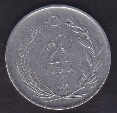 1963 Yılı 2.5 Lira Ters