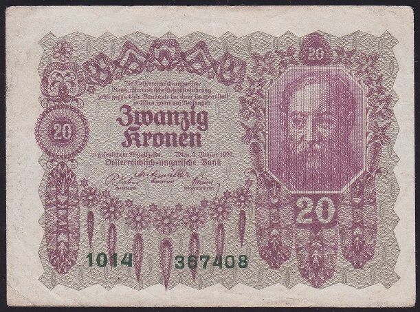 Avusturya 20 Kronen 1922 Çok Çok Temiz+ Pick 76