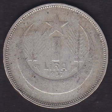1937 Yılı 1 Lira Gümüş