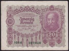 Avusturya 20 Kronen 1922 Çok Çok Temiz+ Pick 76