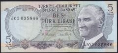 6.Emisyon 2.Tertip 5 Lira J02 035846 Çilaltı