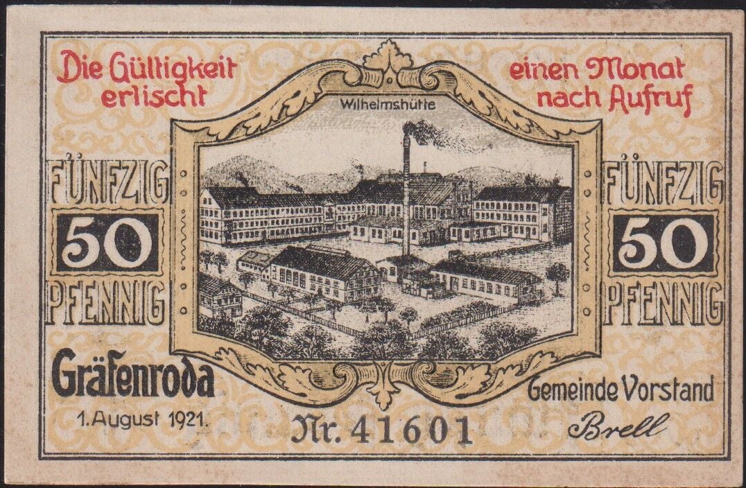 Almanya 50 Pfennig Notgeld 1921 Çil