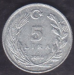 1986 Yılı 5 Lira
