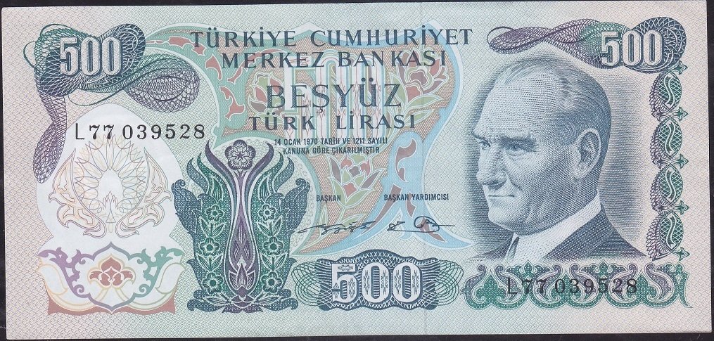 6.Emisyon 2.Tertip 500 Lira L77 039528 Çilaltı