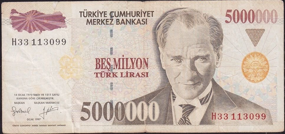 7.Emisyon 5 000 000 Lira H33 113099 Temiz