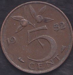 HOLLANDA 5 CENT 1952
