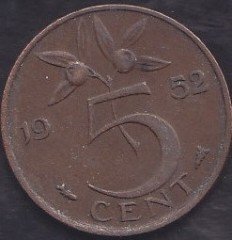 HOLLANDA 5 CENT 1952