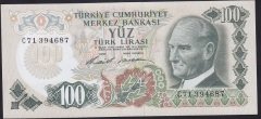 6.EMİSYON 1.TERTİP 100 LİRA C71 394687 ÇİLALTI ÇİL