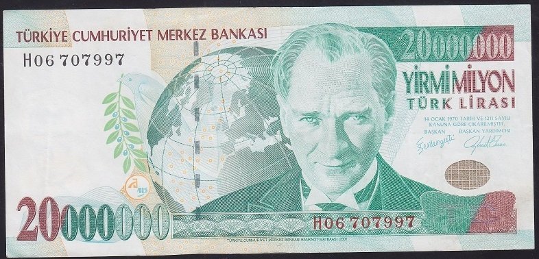 7.EMİSYON 20 000 000 LİRA H06 707997 ÇÇT