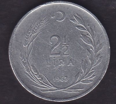 1963 Yılı 2.5 Lira Düz