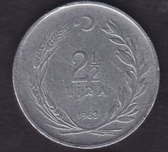1963 Yılı 2.5 Lira Düz