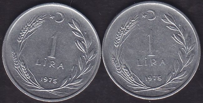 1975 Yılı 1 Lira (Ters Düz Takım)