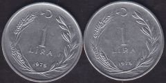 1975 Yılı 1 Lira (Ters Düz Takım)
