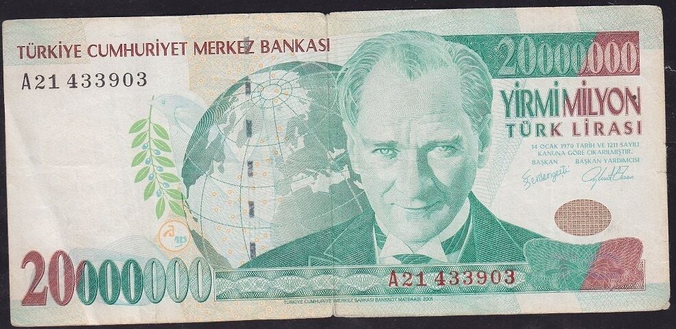 7.Emisyon 20.000.000 Lira A21 433903 Çok Temiz