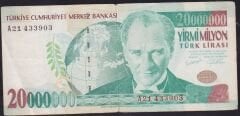 7.Emisyon 20.000.000 Lira A21 433903 Çok Temiz