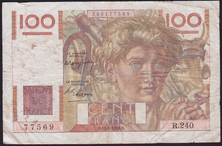 Fransa 100 Frank 1948 Çok Temiz