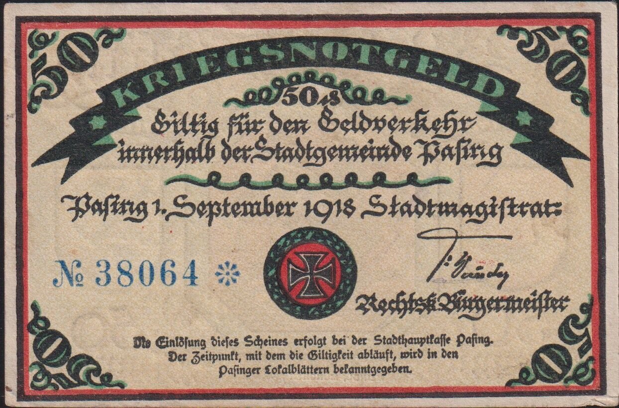 Almanya 50 Pfennig Notgeld 1918 Çil
