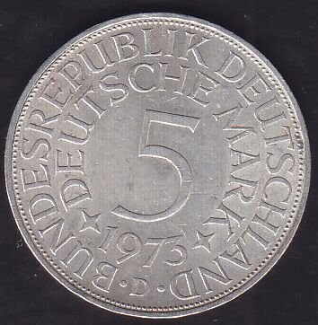 Almanya 5 Mark 1973 Gümüş ( 11.2 Gram )