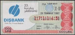 1987 29 Temmuz Yarım Bilet - Z-B Serisi