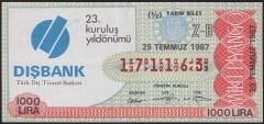 1987 29 Temmuz Yarım Bilet - Z-B Serisi