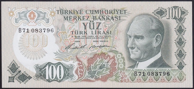 6.EMİSYON 1.TERTİP 100 LİRA B71 083796 ÇİLALTI ÇİL