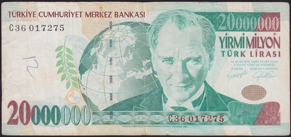 7.Emisyon 20 000 000 Lira C36 017275 Çok Temiz