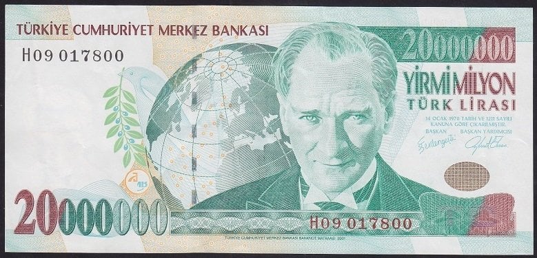 7.EMİSYON 20 000 000 LİRA H09 017800 ÇÇT