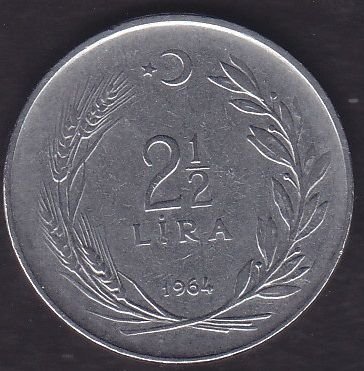1964 Yılı 2.5 Lira Düz