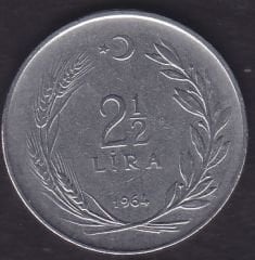 1964 Yılı 2.5 Lira Düz