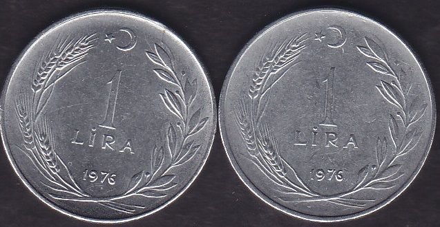 1976 Yılı 1 Lira (Ters Düz Takım)
