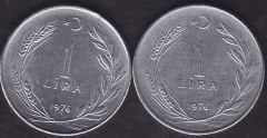 1976 Yılı 1 Lira (Ters Düz Takım)