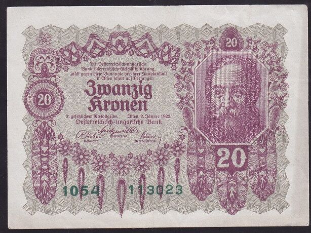 Avusturya 20 Kronen 1922 Çok Çok Temiz+ Pick 76