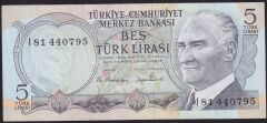 6.Emisyon 2.Tertip 5 Lira I81 440795 Çok Temiz+
