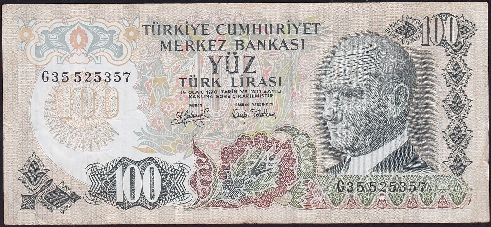 6.Emisyon 2.Tertip 100 Lira G35 525357 Çok Temiz