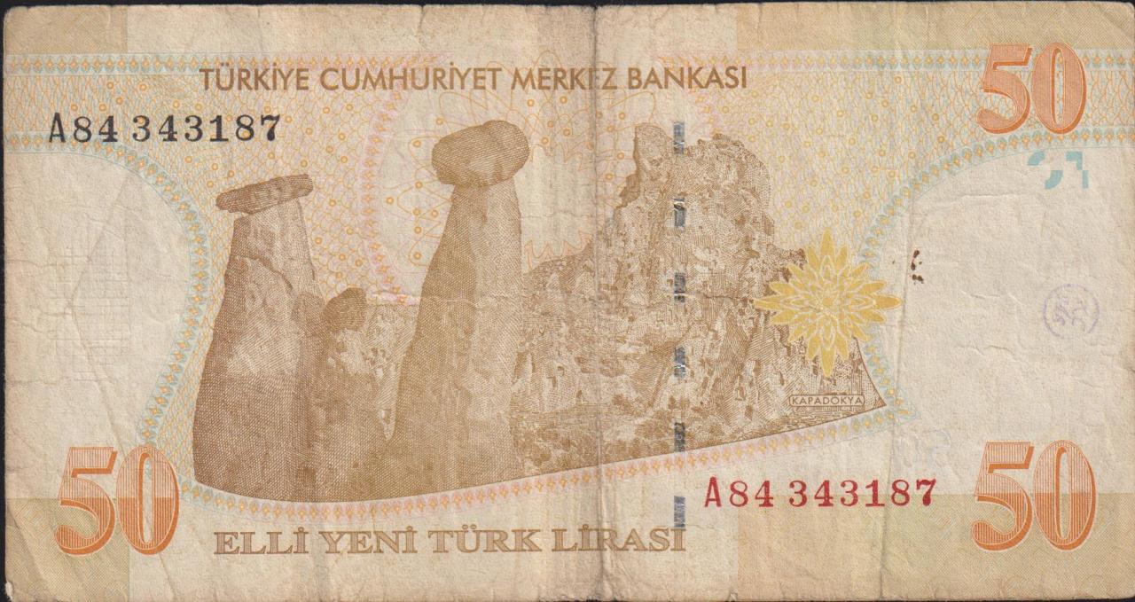 8.Emisyon 50 YTL A84 343187 Temiz
