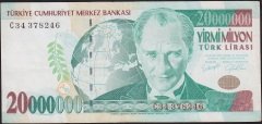 7.Emisyon 20 000 000 Lira C34 378246 Çok Temiz